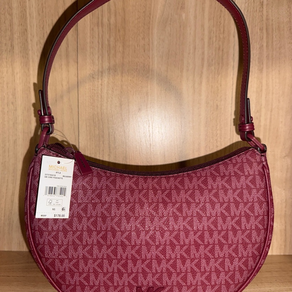 Michael Kors Small Pouchette shoulder crossbody bag in Mulberry (Burgundy) - Picture 11 of 11